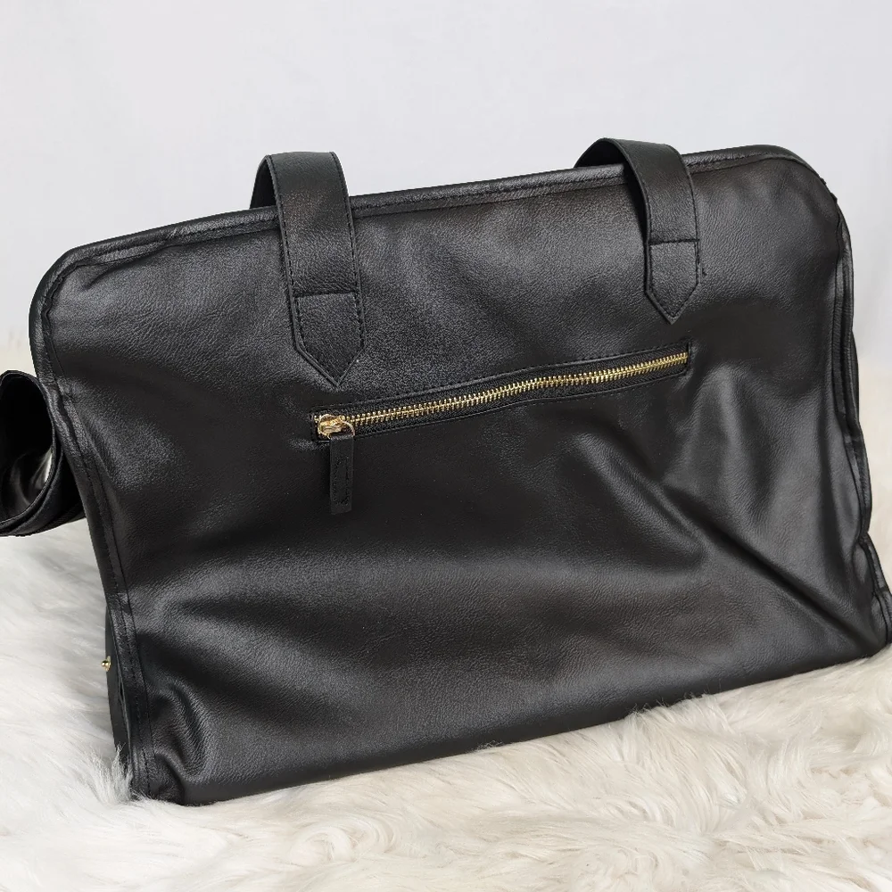 Cosmo Furbabies faux leather pet carrier, 17Lx11Hx10W, black